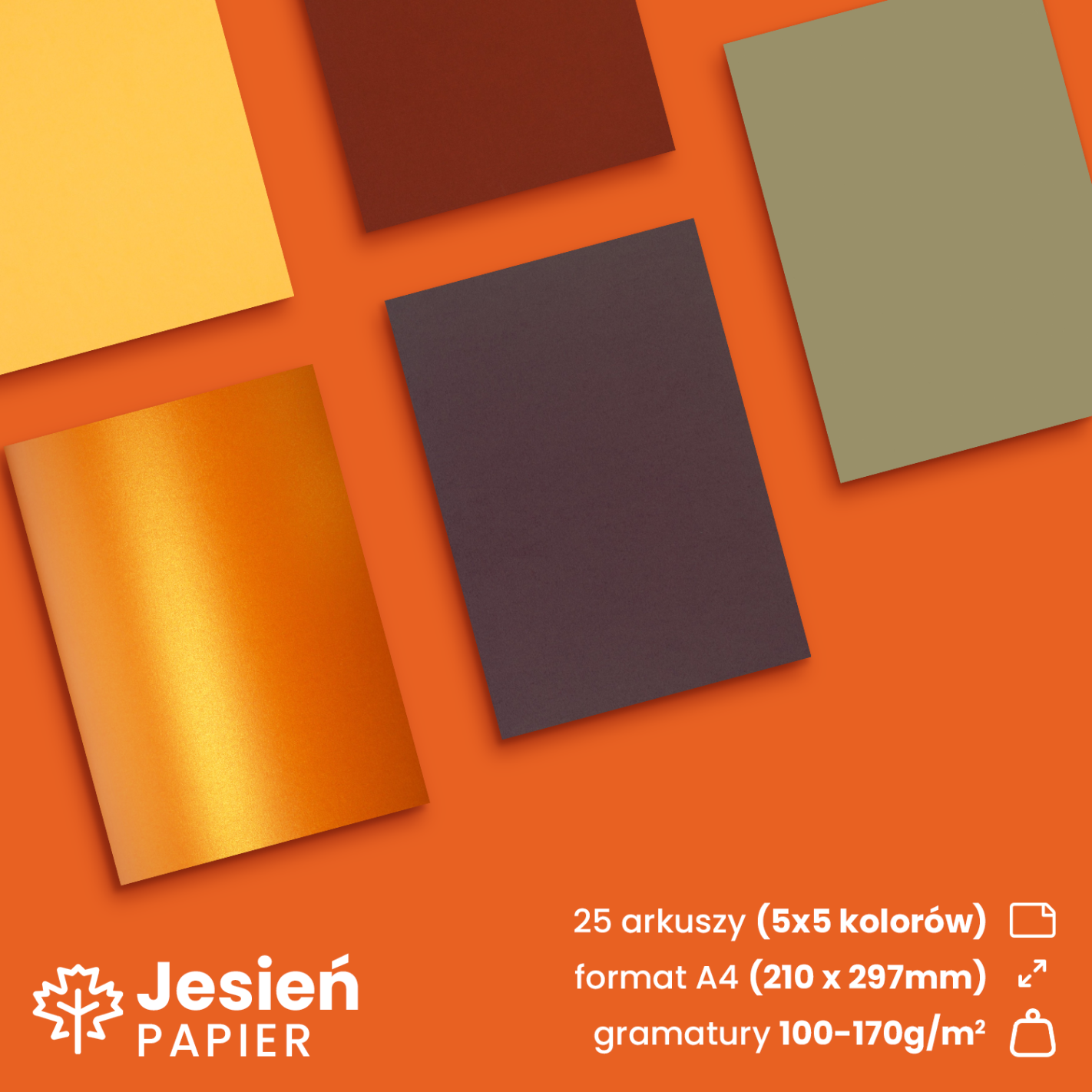 Zestaw papierów kolorowych Jesień pak. 25A4