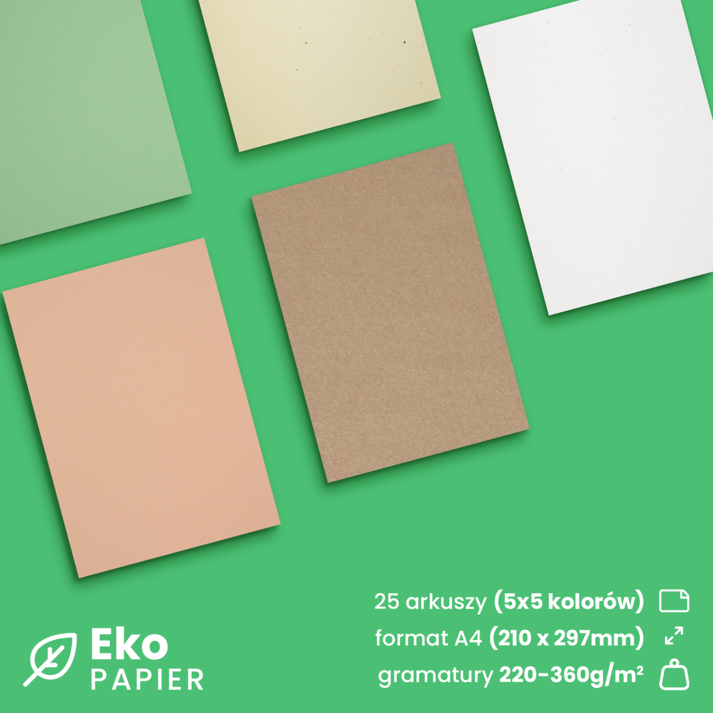 Zestaw papierów kolorowych Eko pak. 25A4 Zestaw papierów kolorowych Eko pak. 25A4
