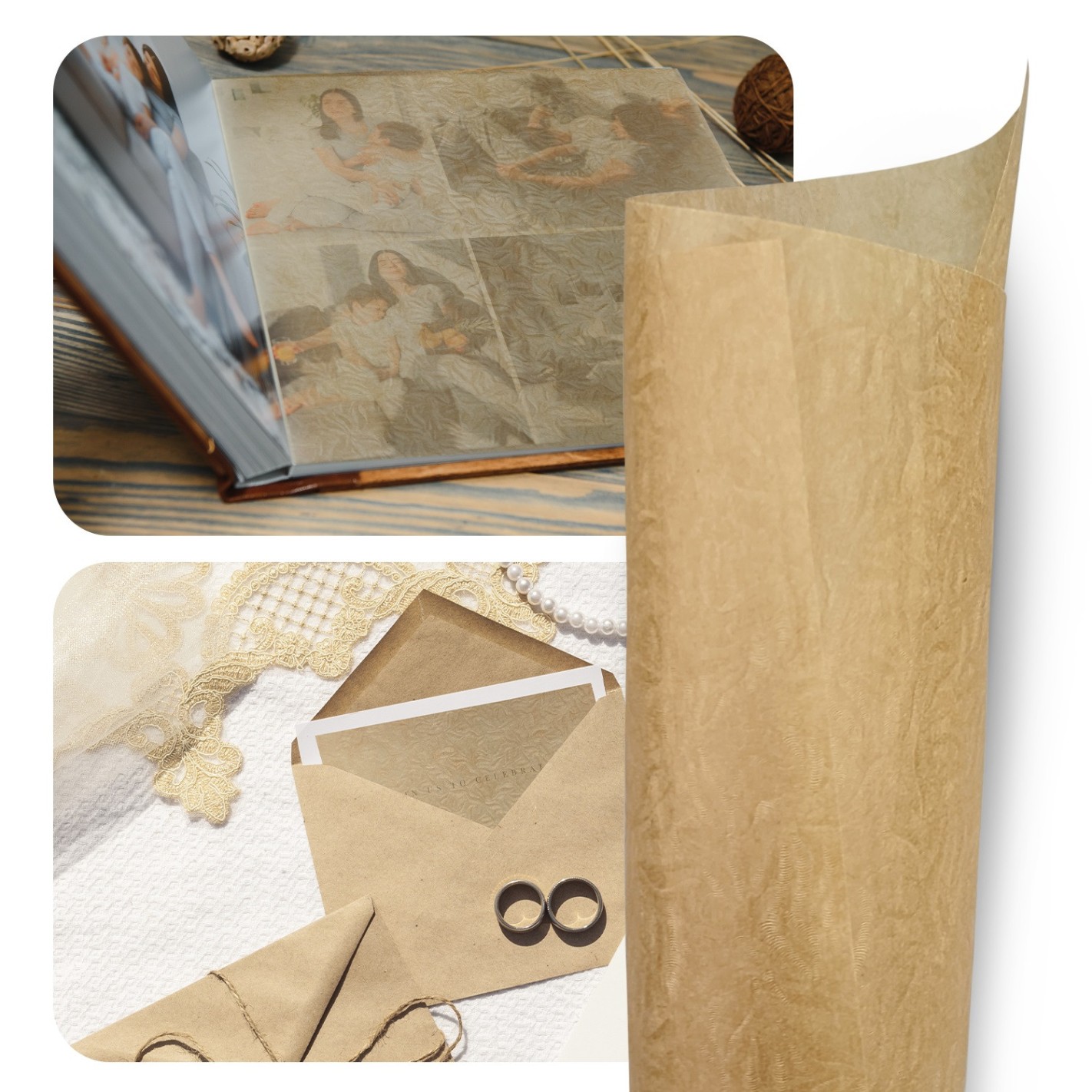 Papier Kristal Prago 35g Listki brąz 70x100 R250 Papier Kristal Prago 35g Listki brąz 70x100 R250