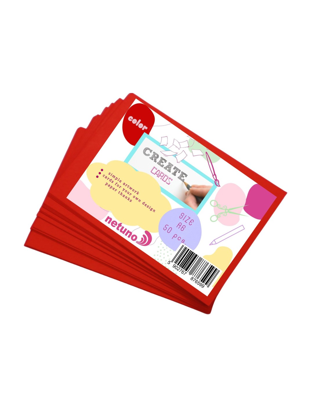 Papier ozdobny gładki brystol czerwony pak. 50A6 Papier ozdobny gładki brystol czerwony pak. 50A6