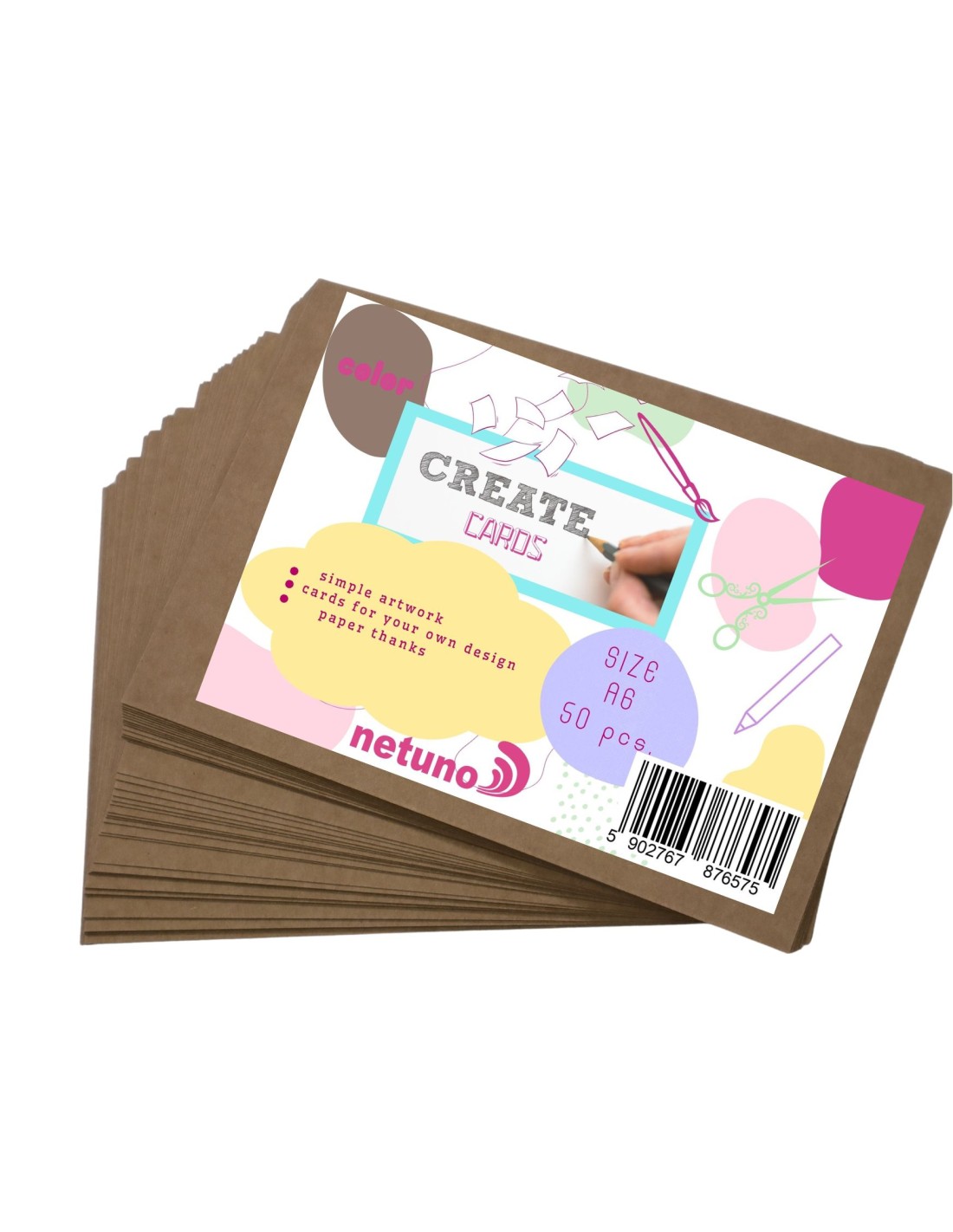 Papier ozdobny gładki Eko Kraft pak. 50A6 Papier ozdobny gładki Eko Kraft pak. 50A6