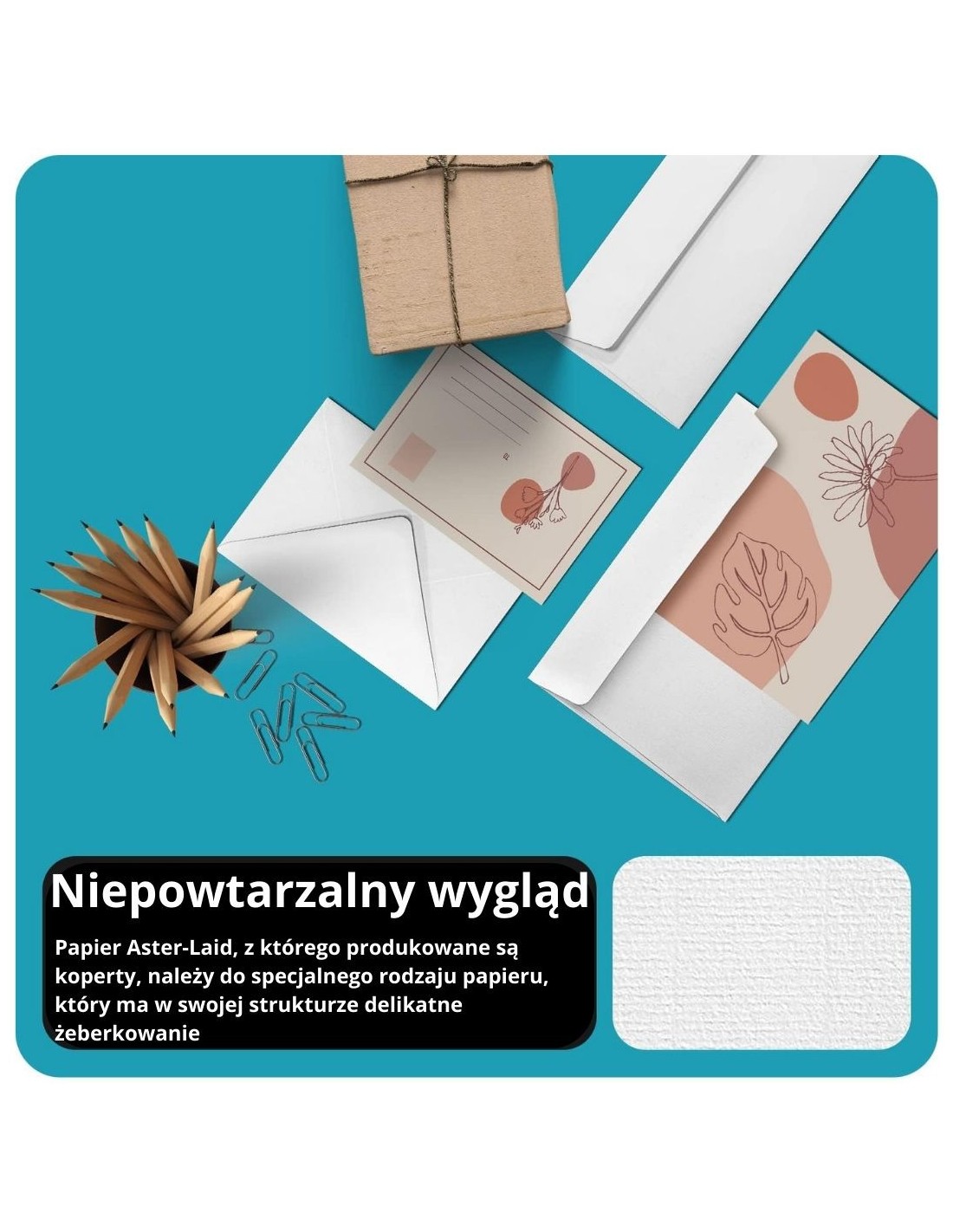 Koperta ozdobna fakturowana C5 HK Aster Laid Żeberkowana White biała 120g Koperta ozdobna fakturowana C5 HK Aster Laid Żeberkowana White biała 120g