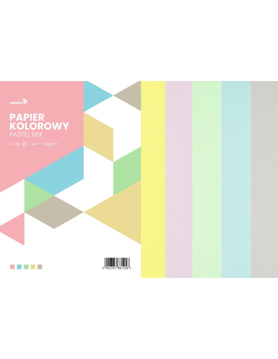 Zestaw pastelowy 160g mix 5x50 kolor pak. 250A4 Zestaw pastelowy 160g mix 5x50 kolor pak. 250A4