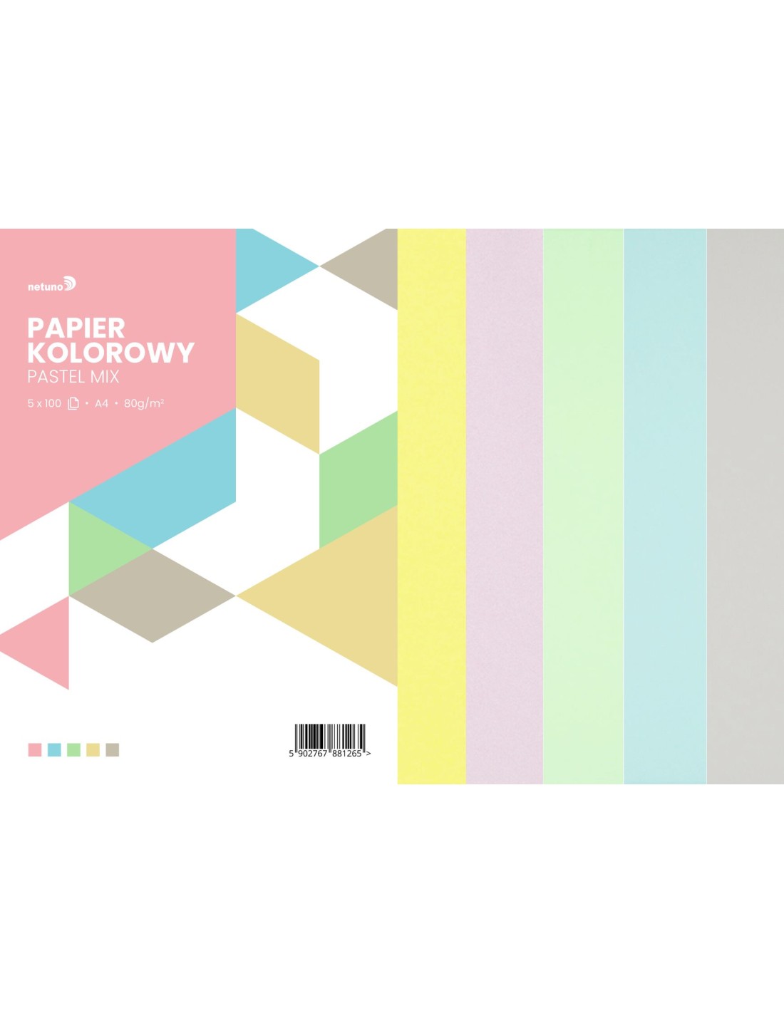 Zestaw pastelowy 80g mix 5x100 kolor pak. 500A4 Zestaw pastelowy 80g mix 5x100 kolor pak. 500A4