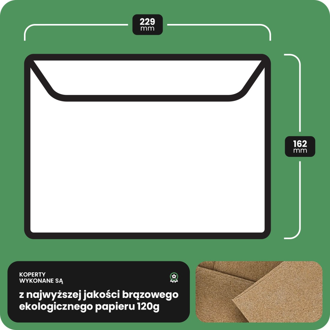 Koperta ozdobna gładka ekologiczna C5 HK EKO Design brązowa 120g Koperta ozdobna gładka ekologiczna C5 HK EKO Design brązowa 120g