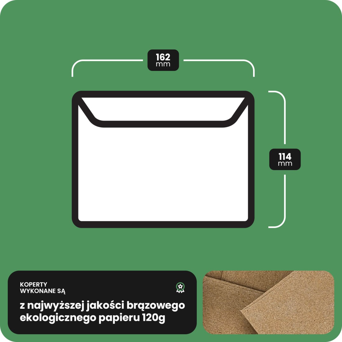 Koperta ozdobna gładka ekologiczna C6 HK EKO Design brązowa 120g Koperta ozdobna gładka ekologiczna C6 HK EKO Design brązowa 120g