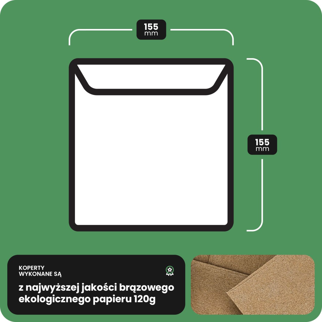 Koperta ozdobna gładka ekologiczna kwadratowa K4 15,5 HK EKO Design brązowa 120g Koperta ozdobna gładka ekologiczna kwadratowa K4 15,5 HK EKO Design brązowa 120g