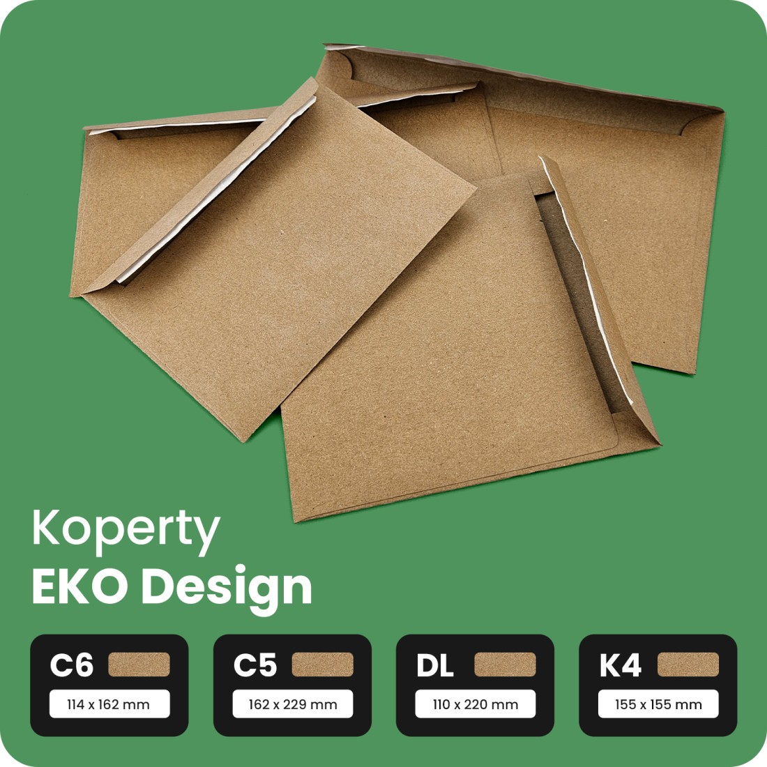 Koperta ozdobna gładka ekologiczna kwadratowa K4 15,5 HK EKO Design brązowa 120g Koperta ozdobna gładka ekologiczna kwadratowa K4 15,5 HK EKO Design brązowa 120g