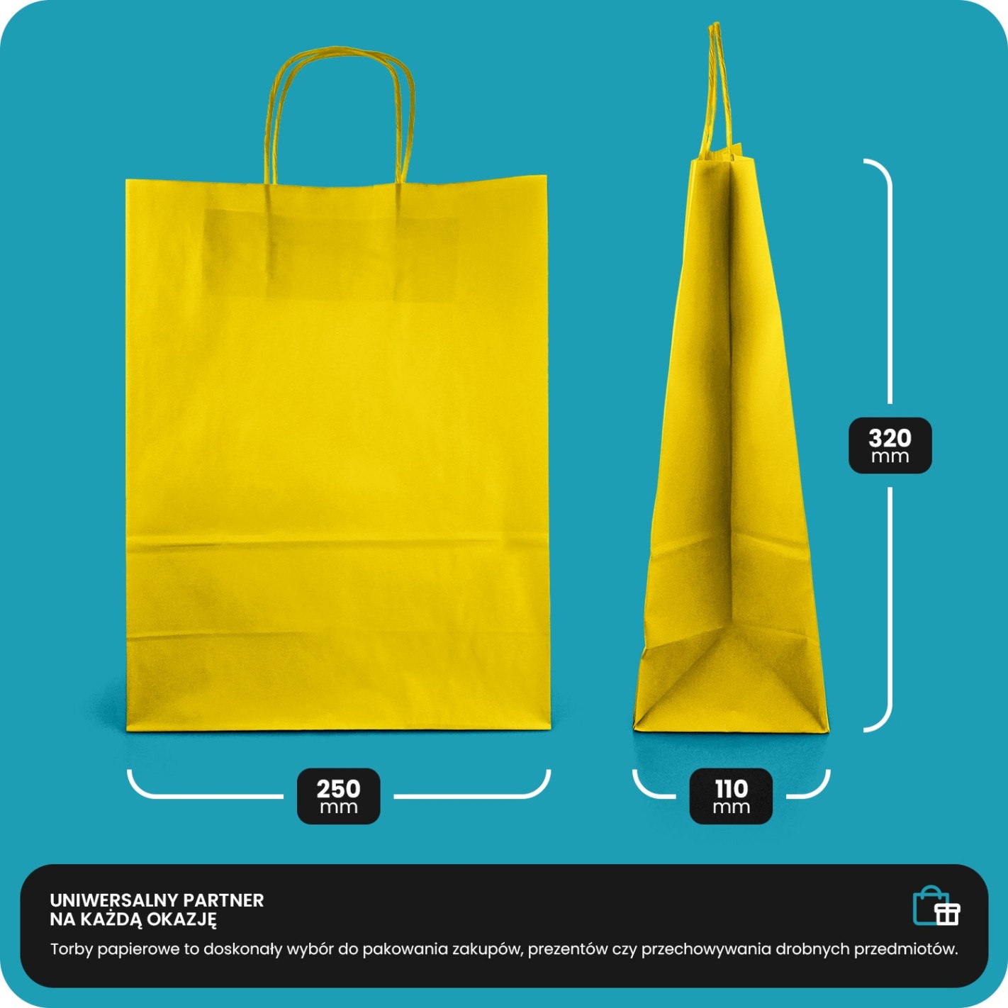 Torba Kraft czarna 250x110x320mm 200szt. Torba Kraft czarna 250x110x320mm 200szt.