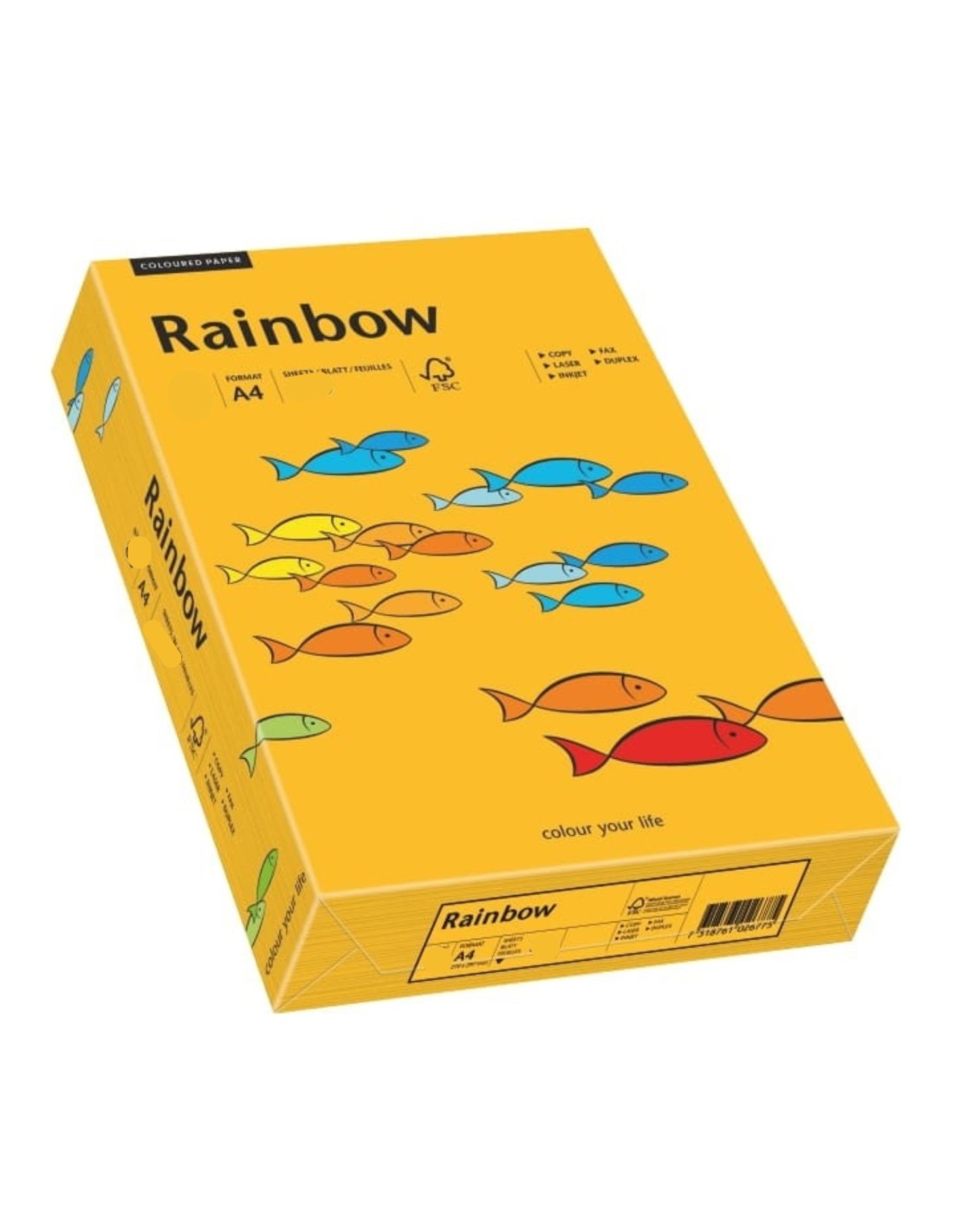 Papier ozdobny gładki kolorowy Rainbow 80g R22 jasny pomarańczowy pak. 500A4 Papier ozdobny gładki kolorowy Rainbow 80g R22 jasny pomarańczowy pak. 500A4