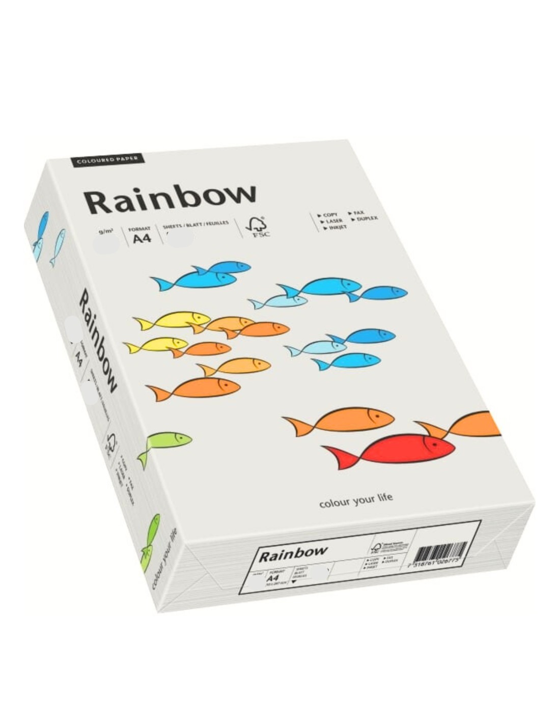 Papier ozdobny gładki kolorowy Rainbow 160g R93 j. szary pak. 250A4 Papier ozdobny gładki kolorowy Rainbow 160g R93 j. szary pak. 250A4