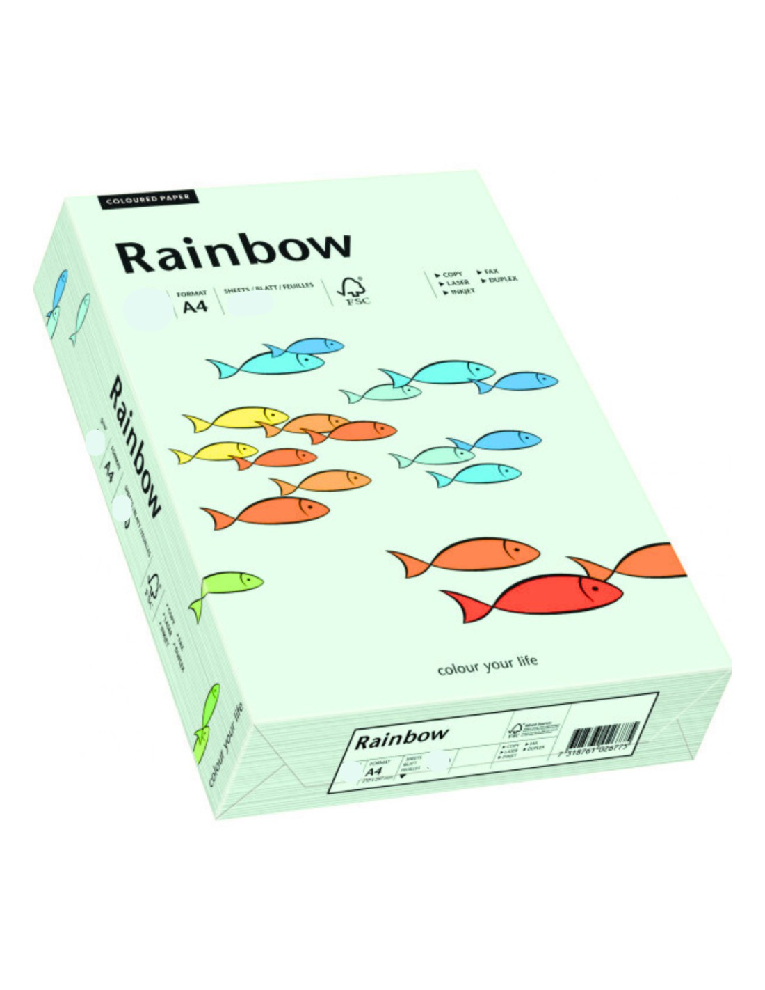 Papier Rainbow 80g R72 jasny zielony 500A4 Papier Rainbow 80g R72 jasny zielony 500A4
