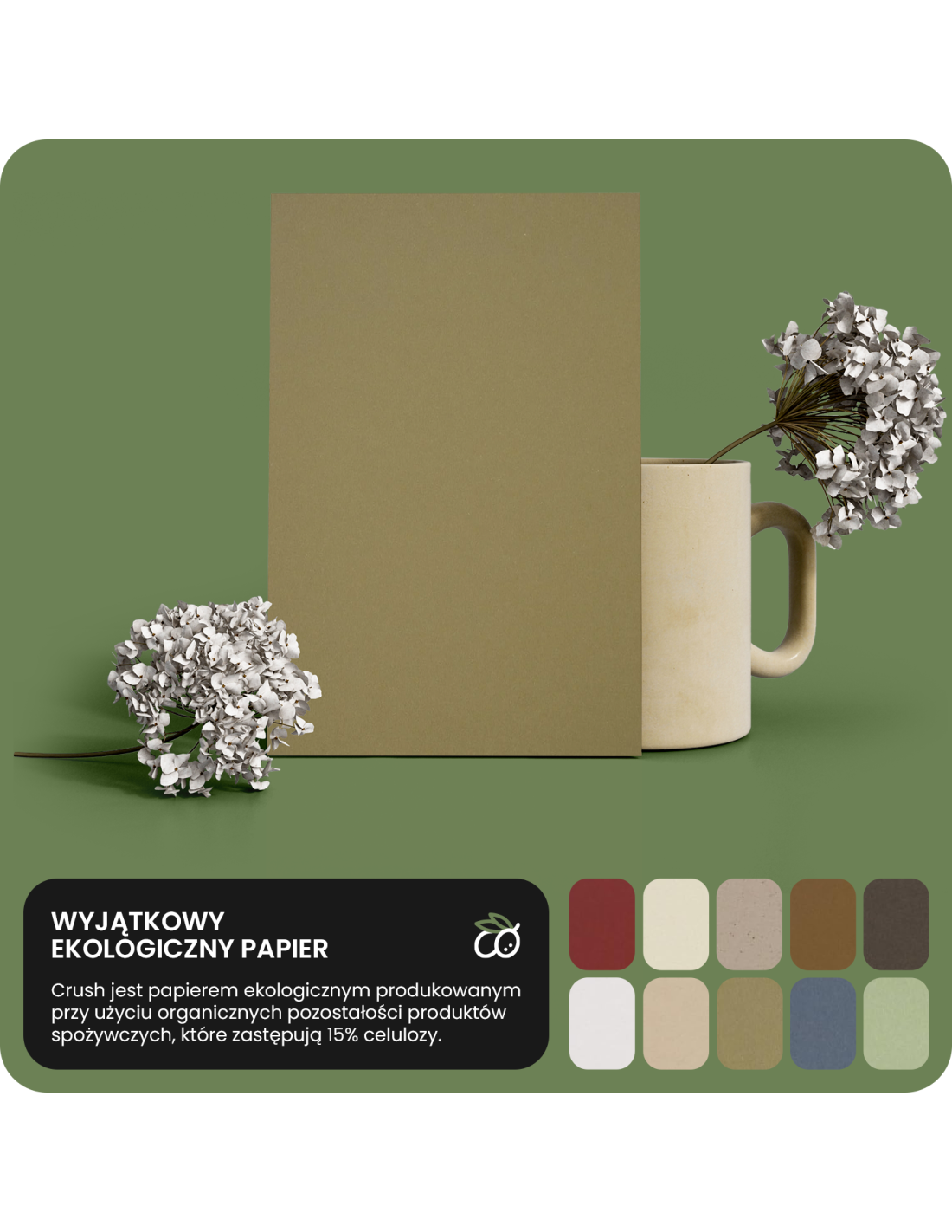 Papier Crush 250g Olive zielony pak. 10A5 Papier Crush 250g Olive zielony pak. 10A5