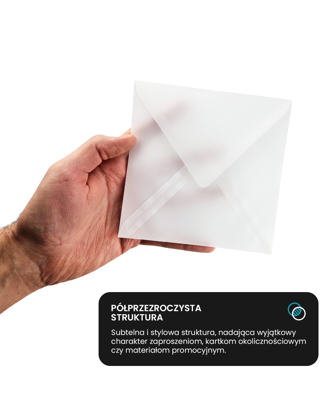 Koperta ozdobna gładka przezroczysta kwadratowa K4 15,3x15,3 BK Aster Tracing delta biała 112g