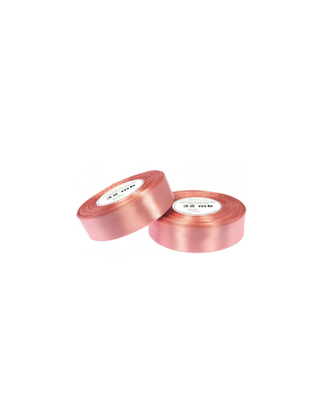 Ruban en satin corail clair (12mm) 32m Ruban en satin corail clair (12mm) 32m
